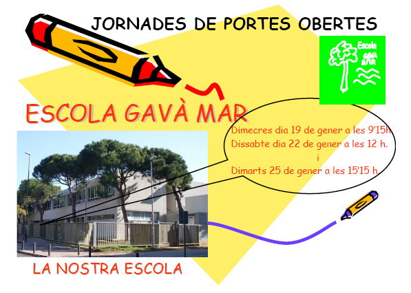 Cartel de las jornadas de puertas abiertas de la Escuela Gav� Mar de cara al curso 2011-2012